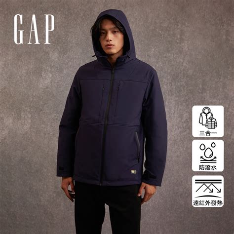 Gap 男裝 Logo防風防雨三合一連帽羽絨外套 藏藍色720838 蝦皮購物