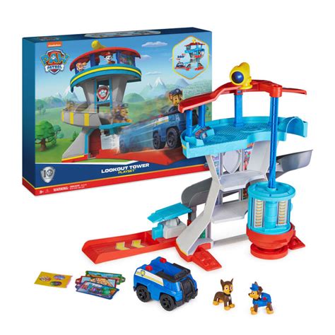 PAW Patrol Lookout Tower Playset with Toy Car Launcher, 2 Chase Action ...