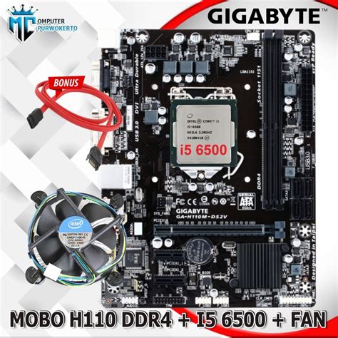 Jual Paket Mobo Mainboard H110 LGA 1151 DDR4 Processor I5 6500 Fan