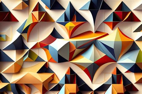 Fondo De Formas Geométricas Abstractas Y Coloridas O Arte De Pared Ia