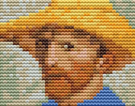 Modern Cross Stitch Pattern Tiny Van Gogh Self Etsy