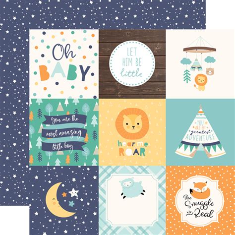 Hello Baby Boy 4x4 Journaling Cards 12x12 Patterned Paper Echo Park