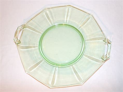 Vintage Green Glass Serving Platter Colored By Vintagetreasureden