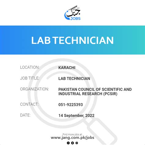 Lab Technician Job Pakistan Council Of Scientific And Industrial