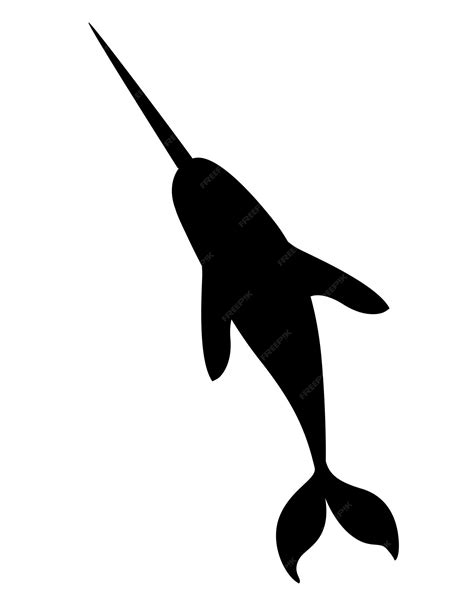 Premium Vector Black Silhouette Narwhalmonodon Monoceros Toothed