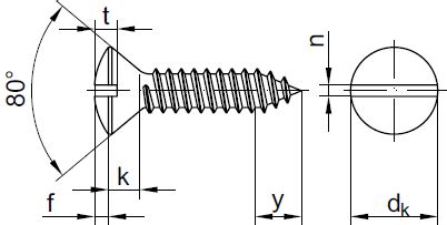 DIN 7973 ISO 1483 Slotted Raised Countersunk Head Tapping Screw Type