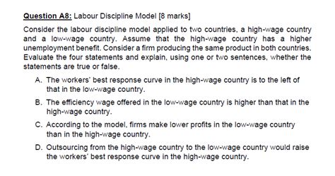 Solved Question A8 Labour Discipline Model 8 Marks