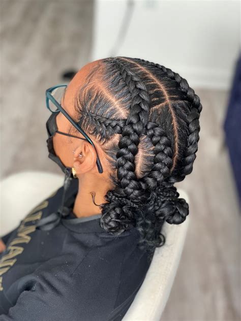 Criss Cross Feedins With Curls Cornrows Braids For Black Women Feed