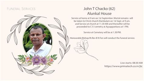 John T Chacko Funeral Service Live Youtube