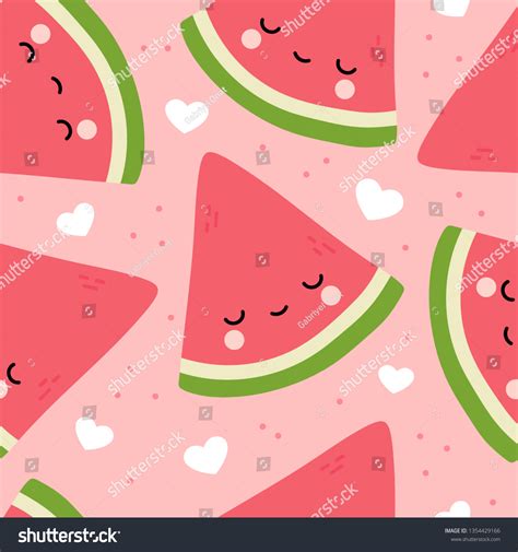 Watermelon Cute Face Seamless Pattern Background Stock Vector (Royalty ...