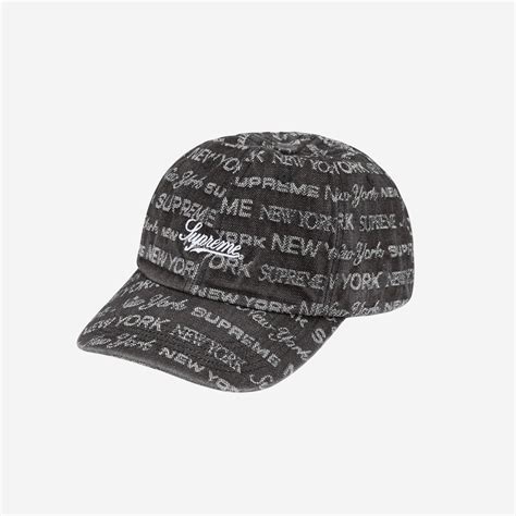 슈프림 멀티 타입 자카드 데님 6 패널 캡 블랙 22fw Supreme Kream