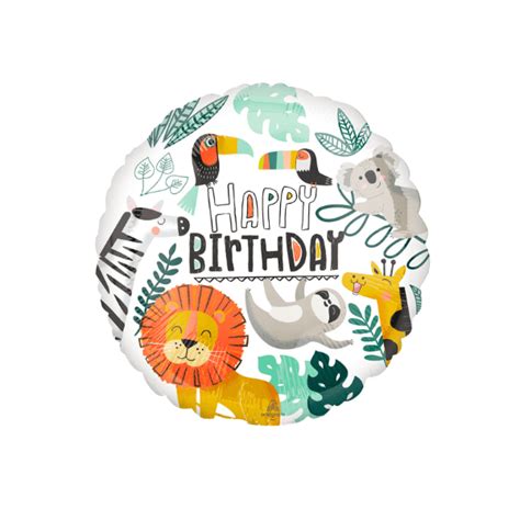 Happy Birthday Animals Print Round Shaped Balloon - Flower Delivery ...