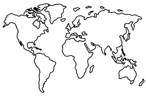 Black And White World Map Outline Illustration Premium Ai Generated Vector