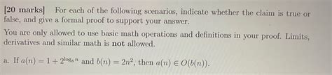 Solved Marks For Each Of The Following Scenarios Indicate