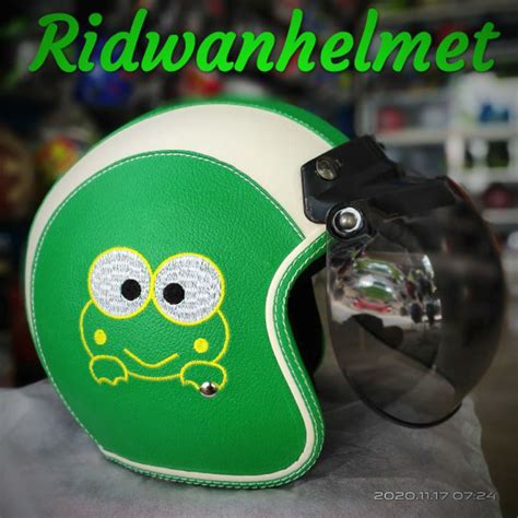 Jual Helm Bogo Kulit Karakter Motif Keroppi List Putih Kaca Jp