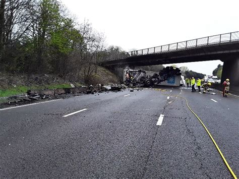 M6 Crash In Pictures As Lorry Blaze Causes Hour Long Queues