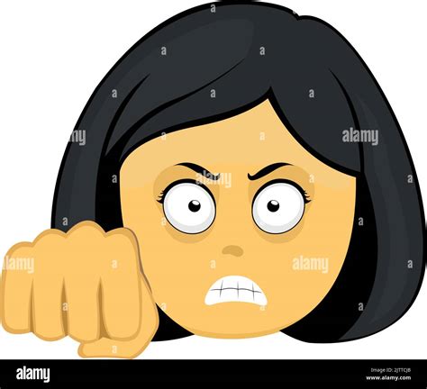 Vector Emoticon Illustration Of A Yellow Cartoon Woman Face With An