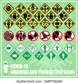 Set Safety Caution Signs Symbols Forklift Stock Vector Royalty Free