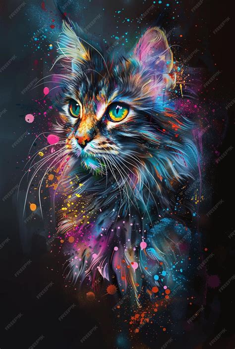 Gato Pintura De Rosto - Pintura de um gato com manchas de tinta coloridas em seu rosto | imagem ...