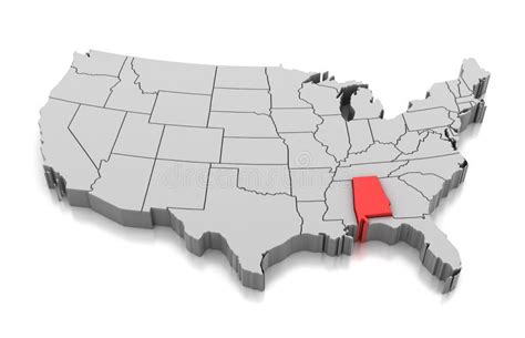 Carte De Létat De Lalabama Etats Unis Illustration Stock