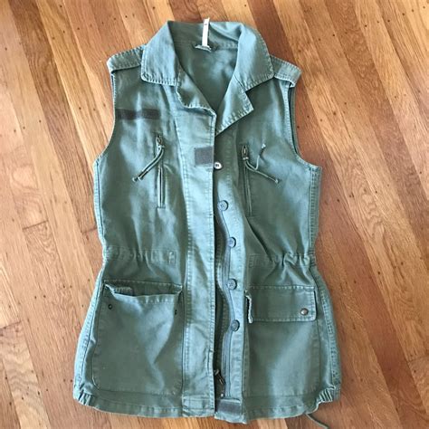 Willow And Clay Long Army Green Canvas Vest Gem