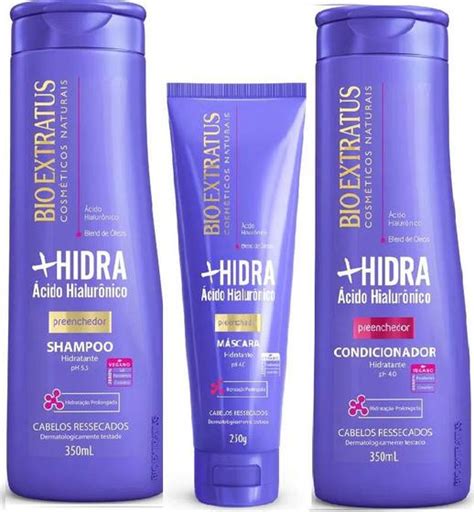 Kit 1 Shampoo 1 Condicionador 1 Mascara Limpeza Hidratante Mais Hidra