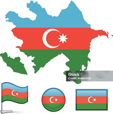 Vetores De Mapa Bandeira Do Azerbaijão E Mais Imagens De Azerbaidjão Azerbaidjão Bandeira