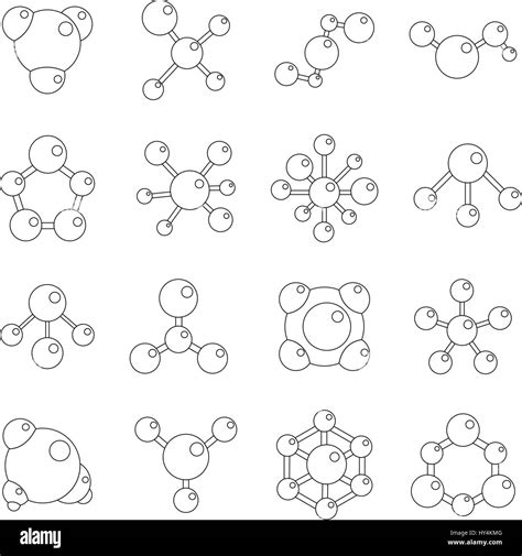 Iconos De La Molécula El Estilo De Esquema Imagen Vector De Stock Alamy