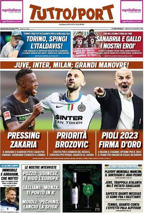 Prima Pagina Tuttosport Grandi Manovre Di Juventus Inter E Milan