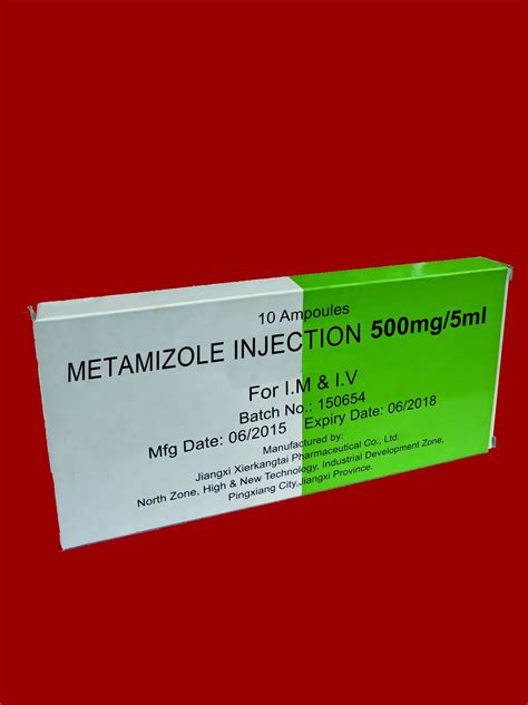 GMP Metamizole Liquid Injection 500mg 5ml China Metamizole And Liquid