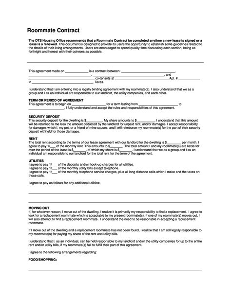 40 Free Roommate Agreement Templates And Forms Word Pdf