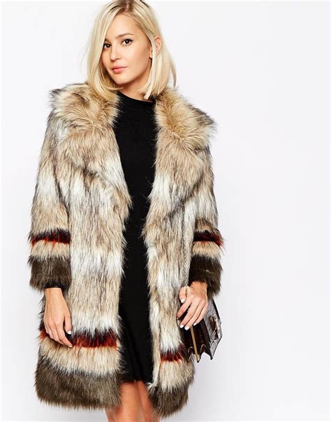 Image Of River Island Stripe Faux Fur Coat River Island Fur Fashion