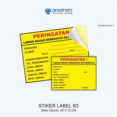 Stiker Label Limbah B3 Hazardous Material Label 15x20 Cm Minimal