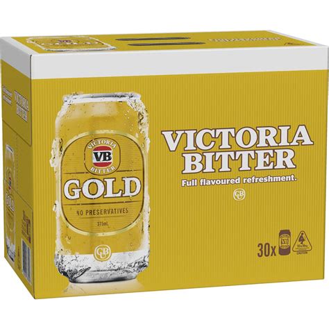 Victoria Bitter Gold Lager Cans 375ml X 30 Case Woolworths