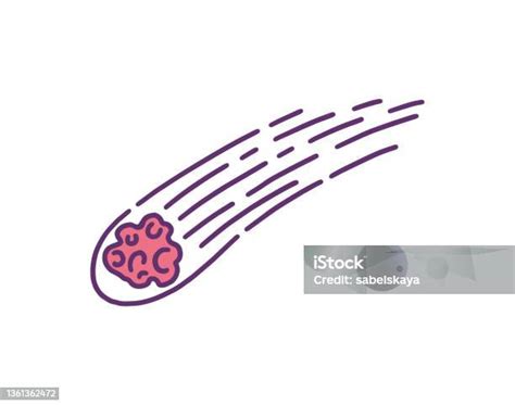 Red Meteor Ball Falling High Speed Vector Icon Hand Drawn Meteorite Or Asteroid Isolated On