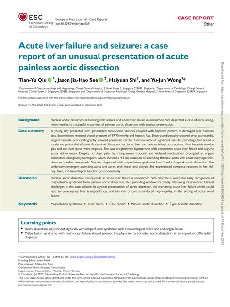 PDF Acute Liver Failure And Seizure A Case Report Of An Unusual