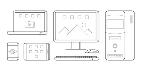 Premium Vector | Gadgets in thin line style