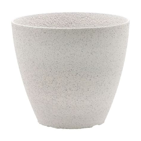 Misco 2 Pack 15 Inch Round Resin Faux Stone Garden Planter Flower Pot