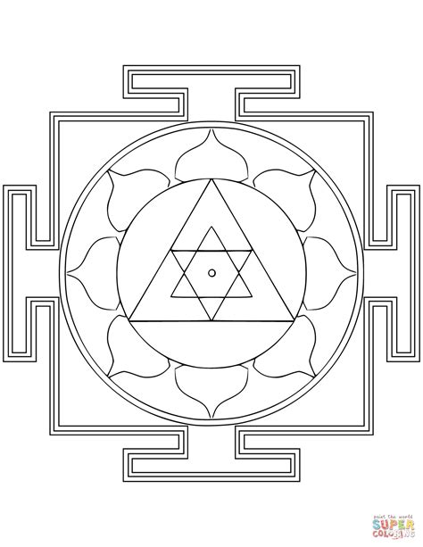 Dibujo De Mandala Yantra Con Flor Para Colorear Dibujos Para Colorear