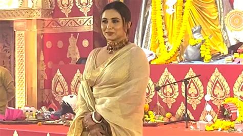 Rani Mukerji Stuns In A Golden Saree At Durga Puja Pandal In Juhu