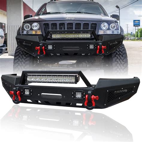 Tioyar Front Bumper Texture Black W Winch Plate Led Lights D Ring