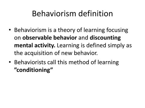 Behaviorism Learning Theory