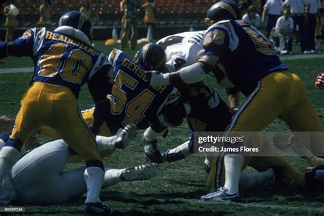 Linebacker Carl Gersbach Of The San Diego Chargers Stops Running Back