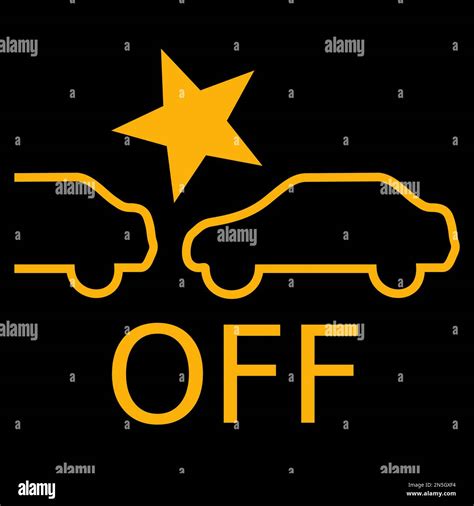 Amber Vector Graphic On A Black Background Of A Dashboard Warning Light For Forward Collision