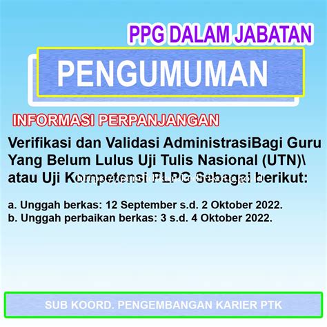 Informasi Perpanjangan Waktu Verifikasi Dan Validasi Administrasi