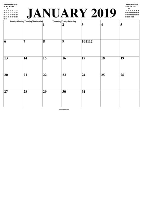 Top January 2019 Calendar Templates Free To Download In Pdf Format