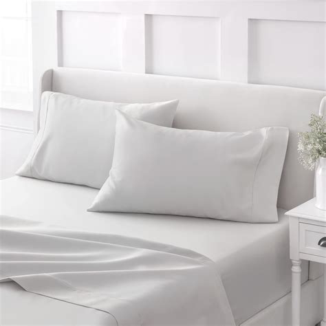 4 Piece Martha Stewart 100 Cotton Queen Sheet Set Gray 26 Free