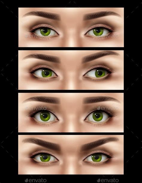 Realistic Female Eyes Expressions Set | Olhos desenho, Vetores, Silhueta de peixe