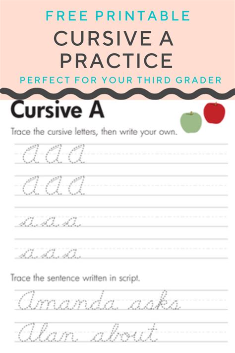 Cursive A | Worksheet | Education.com | Cursive writing practice sheets ...