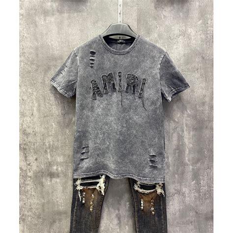 Áo Phông Amiri chữ ngang thêu xù hot trend Shopee Việt Nam